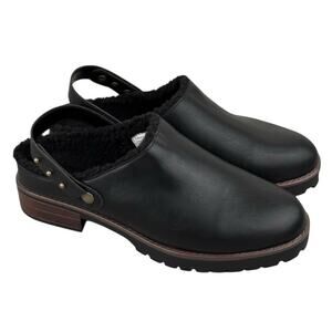 New In Box Kensie Womens Size 6.5 Black Faux Leather Wrylie Lined Clog Shoes